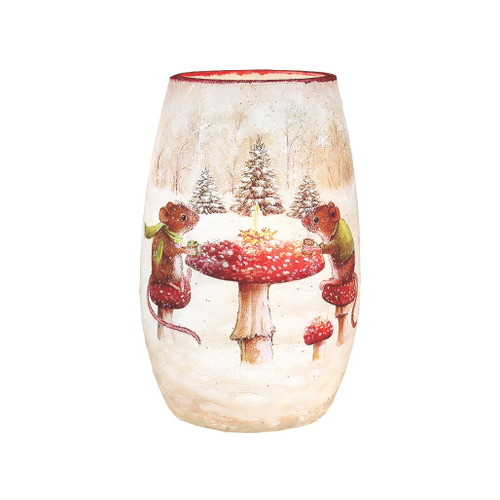 Stony Creek Frosted Merry Mice at Table Glass Lamp