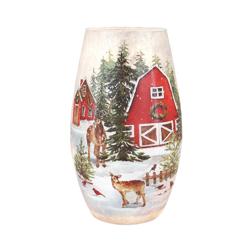 Stony Creek Frosted Home Reindeer Visit Glass Lamp
