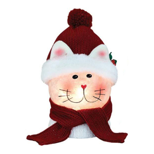 Stony Creek Frosted Festive Snowman Cat With Base Lamp