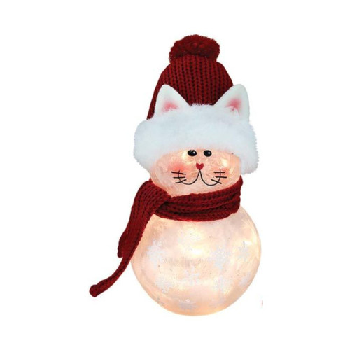 Stony Creek Frosted Festive Snowman Cat Glass Lamp