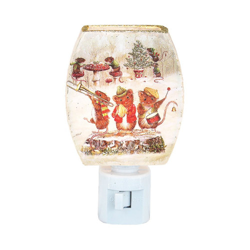 Stony Creek Frosted Merry Mice Band Glass Night Light