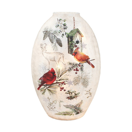 Stony Creek Frosted Winter Cardinals Birdhouse Lamp
