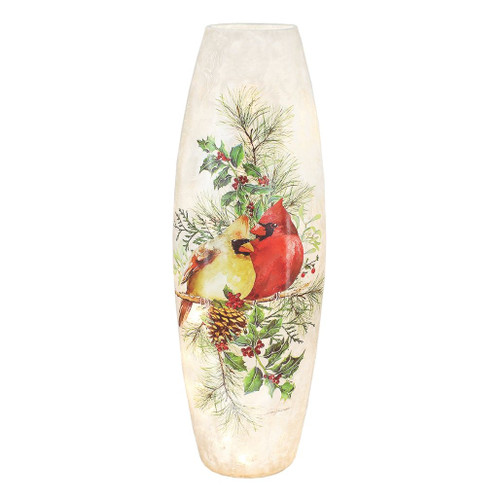 Stony Creek Frosted Colossal Winter Cardinal Couple Lamp