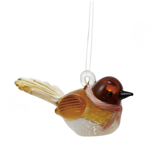 Handmade Glass Brown Bird Ornament | 2.5 Inch