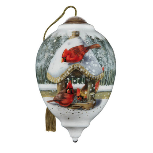 Ne'Qwa Art Cardinals on Birdfeeder Ornament | Limited Edition 6.75 Inch