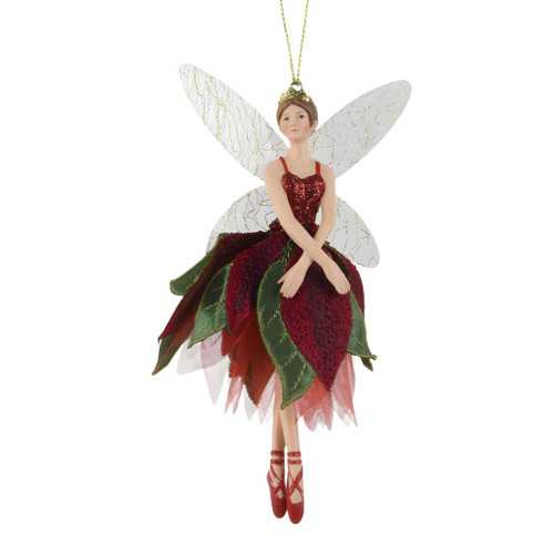 Red & Green Fairy Ornament – Hands Down | 6 Inch
