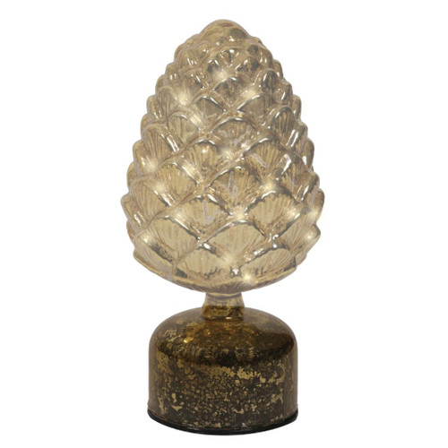 Lumineo LED Rotating Glass Pinecone – Gold | Battery Operated 9 Inch