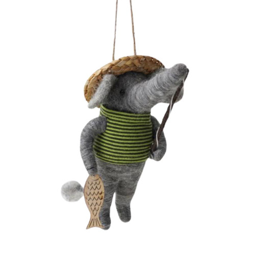 Wool Felt Camping Elephant Ornament | 3-Inch
