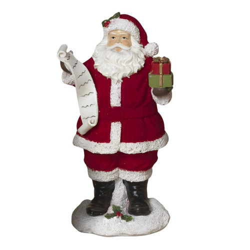 Holiday Santa Holding List Gift Figurine | 6.5 Inch