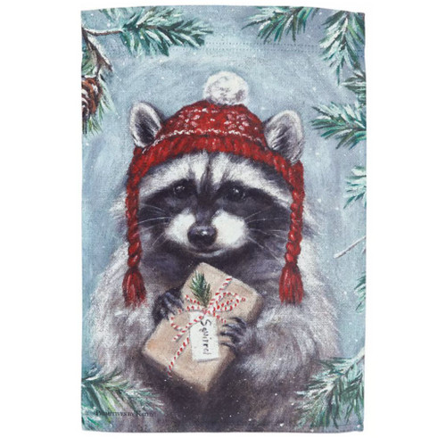 Winter Raccoon Garden Flag | Double-Sided 12 x 18 Inch