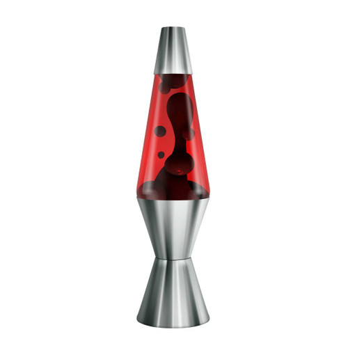 Lava Lamp | Chrome Base, Black & Red | 14.5 Inches