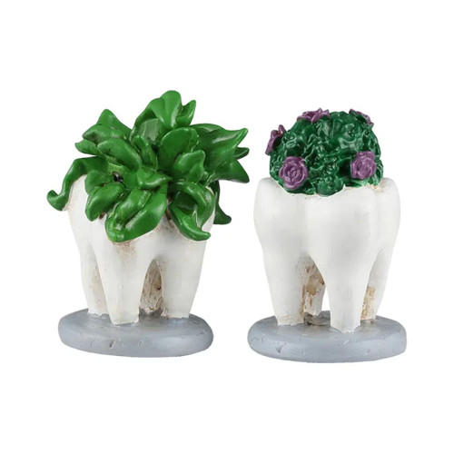 Lemax Spooky Town Tooth Plants | Resin Accessory, 1.7" Tall
