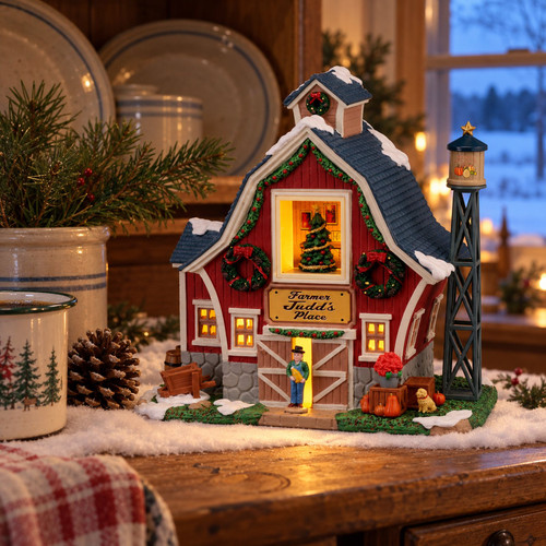 Lemax Farmer Judd’s Place – collectible Christmas village piece displayed in a cosy home