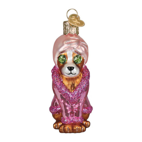 Old World Christmas Spa Dog Ornament | Blown Glass