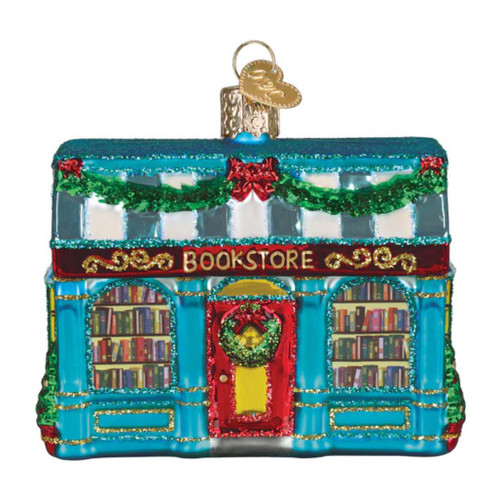 Old World Christmas Bookstore Ornament | Mouth-Blown Glass