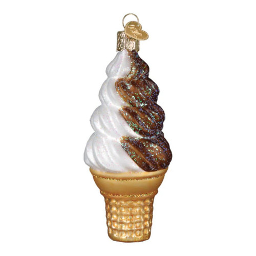 Old World Christmas Chocolate Swirl Soft Serve | Blown Glass 4.25in