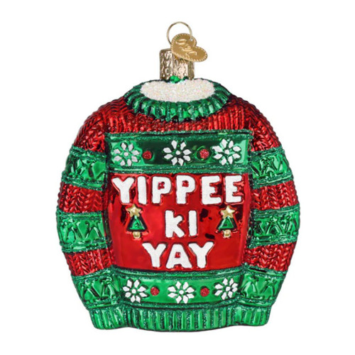 Old World Christmas Yippee Ki Yay Sweater Ornament | Blown Glass