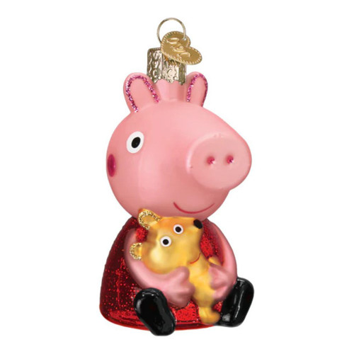 Old World Christmas Peppa Pig with Teddy Ornament | Blown Glass