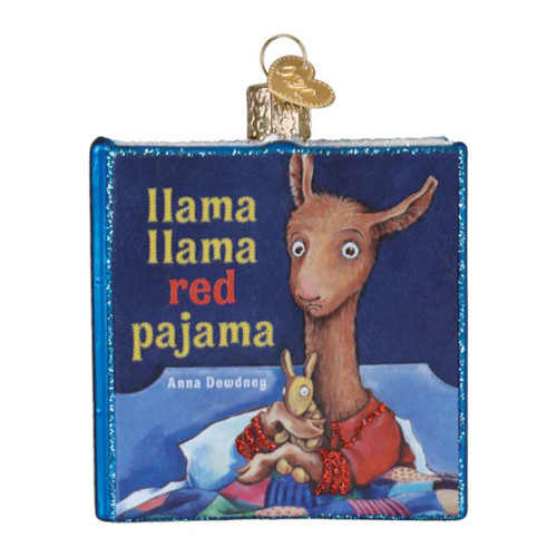 Old World Christmas Llama Llama Red Pajama Book Ornament | Glass