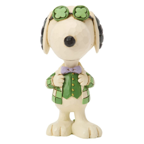 Jim Shore Snoopy In Plaid Mini | St. Patrick's Figurine