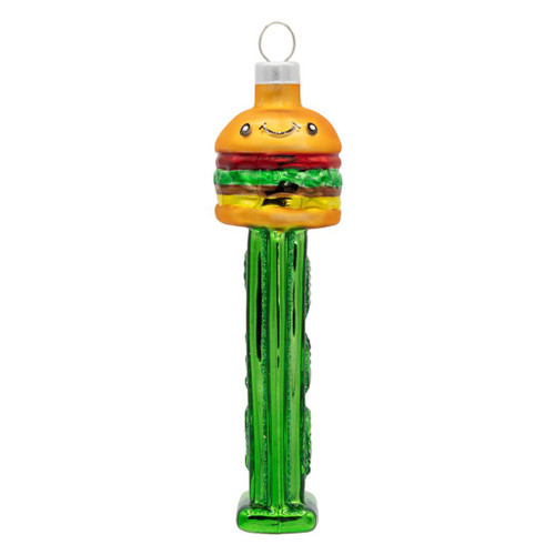 Kat & Annie Cheeseburger PEZ Glass Ornament | 5.75"