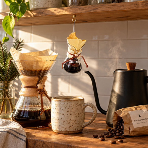 Cody Foster Coffee Snob Glass Ornament – glass Christmas ornament styled in a fun, eclectic home scene