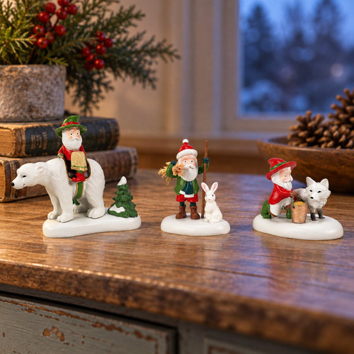 Department 56 North Pole Village 50th Three Wee Kings Accessory – collectible Christmas village piece displayed in a cosy home