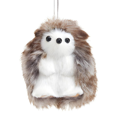 White furry hedgehog Christmas ornament with woodland-inspired detailing.
3-inch hedgehog ornament for winter, rustic, and nature-themed holiday décor.
Kurt Adler white hedgehog ornament made of plastic and polypropylene.