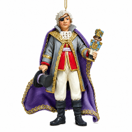 Nutcracker Suite Drosselmeyer ornament in signature costume
Kurt Adler Drosselmeyer Christmas ornament in multicolor finish
5.5-inch resin and fabric mâché Nutcracker ballet ornament