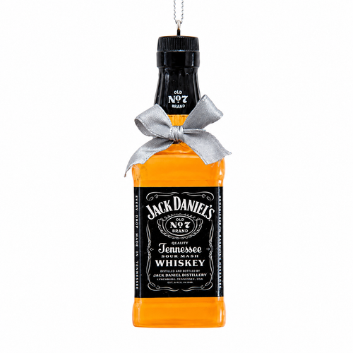 “Resin Jack Daniels bottle ornament with silver bow”
“Holiday tree ornament shaped like Jack Daniels bottle with bow”
“Close-up of Jack Daniels bottle ornament hanging with metallic silver bow”