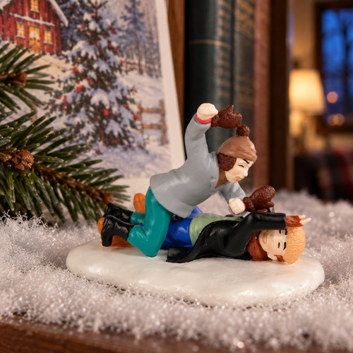 Department 56 A Christmas Story - The Last Straw – collectible Christmas village piece displayed in a cosy home