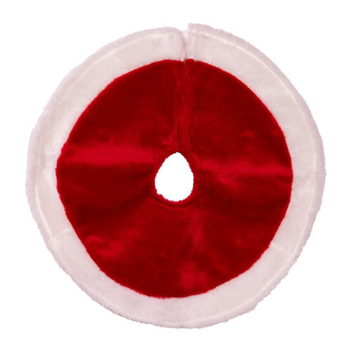 Red and white plush mini Christmas tree skirt with Santa-inspired styling.
15-inch polyester tree skirt designed for tabletop and miniature trees.
Soft holiday tree skirt with classic red center and white border.