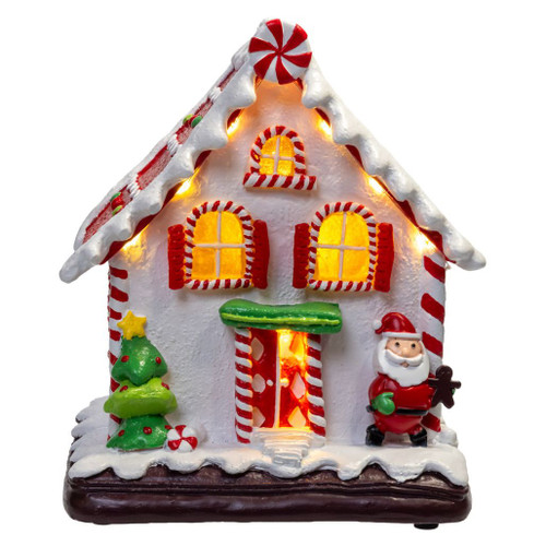 Kurt Adler LED Red & White House With Santa Tree | The Christmas Loft