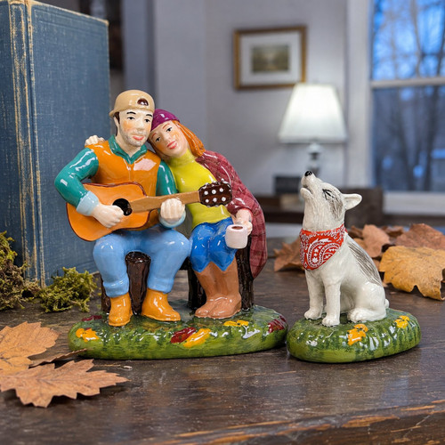 Department 56 Snow Village Halloween Fireside Serenade Accessory Set – collectible Christmas village piece displayed in a cosy home