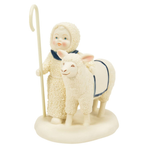 Snowbabies "Follow the Star" porcelain figurine featuring a shepherd Snowbaby beside a gentle sheep.
Handcrafted bisque porcelain holiday collectible with a blue scarf, sheep, and metal shepherd's crook.
Faith-inspired Christmas figurine with shepherd and sheep on a snowy sculpted base.