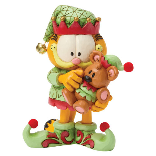 Jim Shore Garfield and Pooky figurine dressed as Christmas elves with festive hats and curled elf shoes.
Hand-painted stone resin Garfield collectible holding Pooky in matching elf attire with folk-art detailing.
Heartwood Creek Garfield and Pooky holiday figurine featuring quilt-inspired patterns and festive colors.