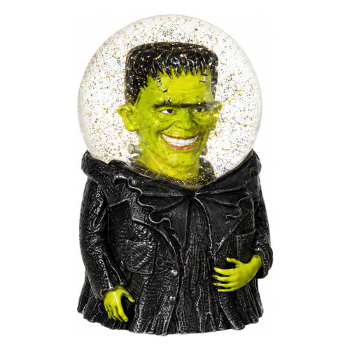 Frankenstein bobble lighted water globe with green monster head inside a glitter-filled glass globe.

Halloween Frankenstein water globe with black jacket-shaped resin base and bright green face and hands.

7.75-inch-tall Frankenstein lighted water globe with glitter-filled glass globe and detailed black base.