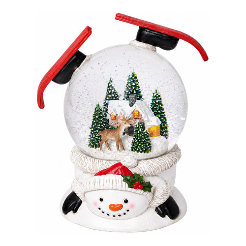 Lighted Skiing Snowman Spinning Water Globe