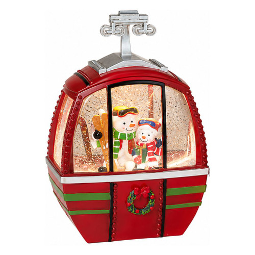 Lighted Snowman Gondola Spinning Water Globe