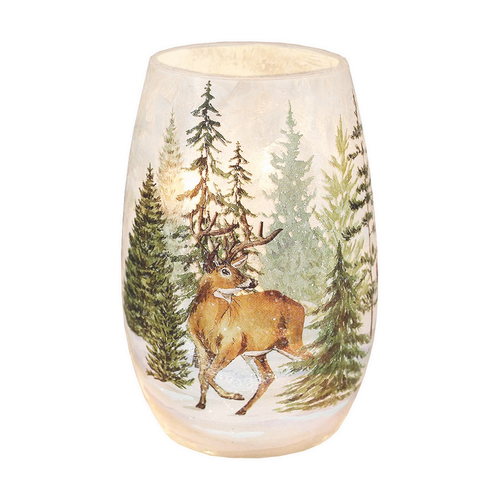 Stony Creek Winter Forest With Deer LED Lighted Lamp