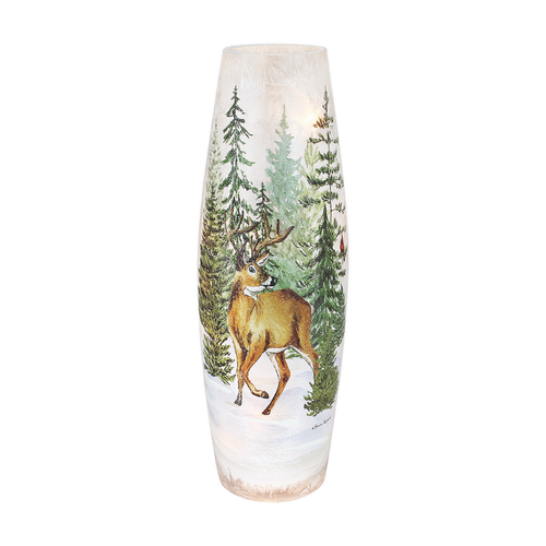 Stony Creek Large Winter Forest With Deer LED Lighted Lamp
