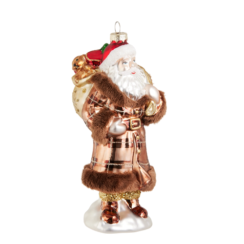 7.5" Plaid Santa Ornament