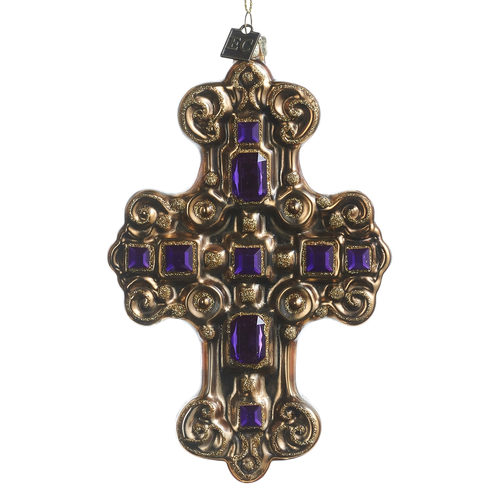 Eric Cortina Purple Jeweled Cross Ornament