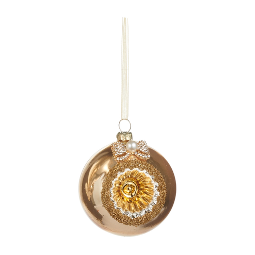 Gold Bow Ball Reflector Ornament
