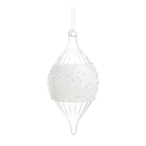 Crusted Clear Glass Teardrop Ornament