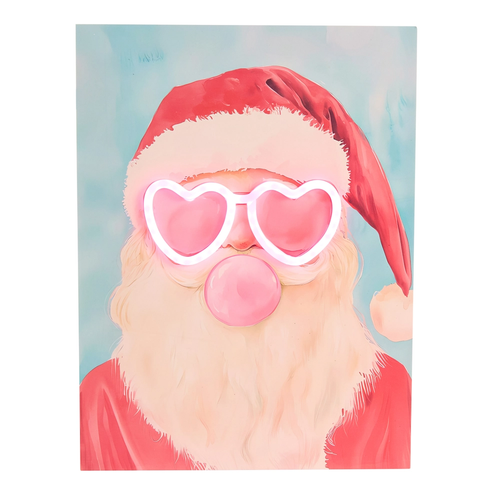 Santa with Lit Heart Glasses Wall Art | The Christmas Loft