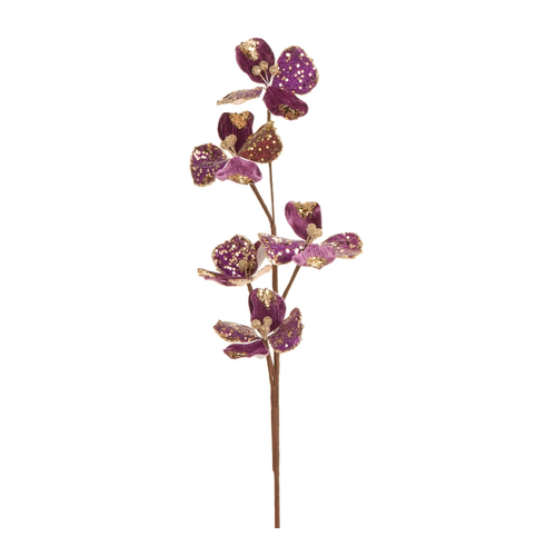 Purple Velvet Floral Spray | The Christmas Loft