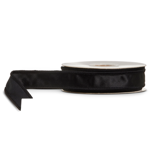 Black Satin Wired Ribbon | The Christmas Loft