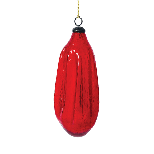 Red Elongated Glass Christmas Ornament