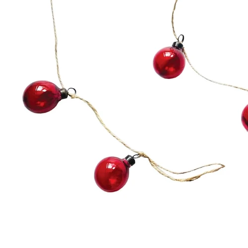 Red Hand-Blown Glass Ball Garland with Jute Cord - 72 Inch